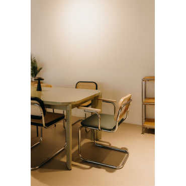 Set Van 2 Tento Kunstleren Eetkamerstoelen Met Armleuningen Leger Groen & Grijs – Chroom - Sklum