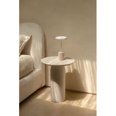 Verpakking Van 2 Ronde Nachtkastjes Ø45 Cm In Layana Cement Wit - Sklum