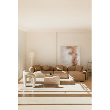 Modulaire Bank Met Chaise Longue Rechts, 3-delig In Chenille Coco Latte Bruin Dikke Chenille - Sklum