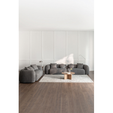 Woonkamerset Met 2-delige Modulaire Bank En 3-zitsbank In Coco Chenille Granietgrijs Dik Chenille - Sklum