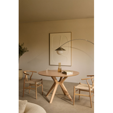 Ronde Eettafel Ø120 Cm In Mdf En Arnaiz Rubberhoutfineer Natuurlijk Hout - Sklum