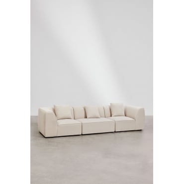 Cardea Gestoffeerde 3-delige Modulaire Bank Stof Chenille Beige – Crème - Sklum