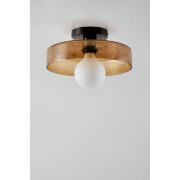 Jaxal Glazen Plafondlamp Gerookt Bruin & Ø35 Cm - Sklum