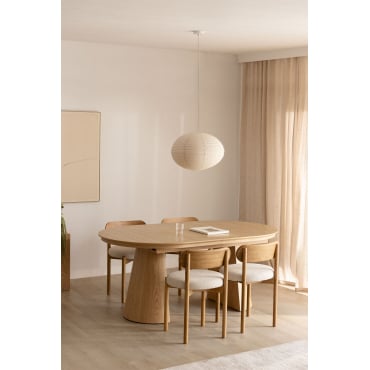 Ovale Eettafel 180-240x105 Cm Uitschuifbaar In Mdf En Montana Eiken Fineer Natuurlijk Hout - Sklum