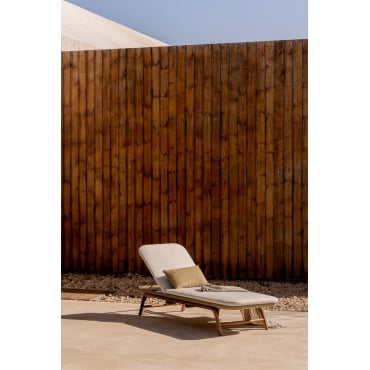 Ikaria Acaciahouten Ligstoel Stof Wit - Sklum