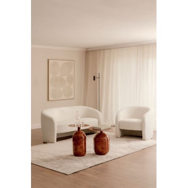 Woonkamerset Met 2-zitsbank En Fauteuil In Gombren-schapenvacht Chenille White - Sklum