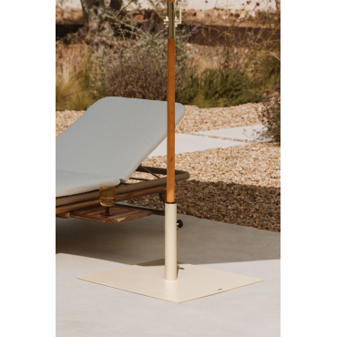 Vierkante Parasolvoet 60x60 Cm In Peuet Staal Tapioca Beige - Sklum