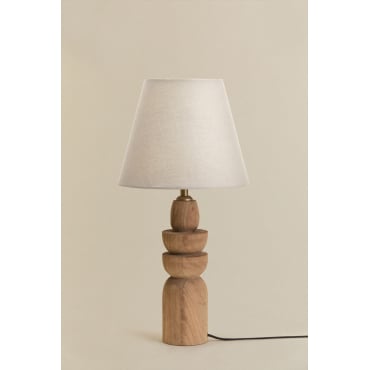 Koski Mangohouten Tafellamp Mangohout & Gebroken Wit Ø25 Cm - ↑20 Cm Caracas - Sklum