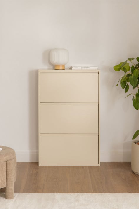 Logan stalen schoenenrek - Tapioca beige