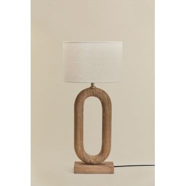 Tiberia Mangohouten Tafellamp Mangohout & Gebroken Wit Ø30 Cm - ↑25 Cm Arlina - Sklum