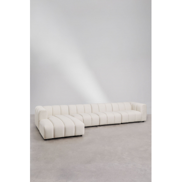 Modulaire Vierdelige Bank Met Chaise Longue Links In Eliot Bouclé Stof Crèmebeige Boucléstof - Sklum