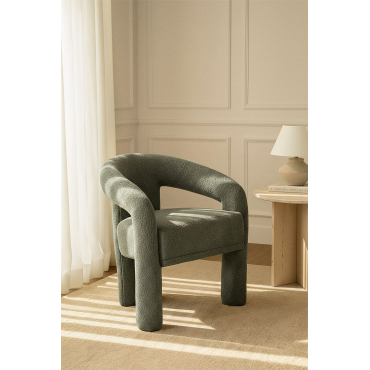 Greca Gestoffeerde Fauteuil Bouclé Groen – Salie - Sklum