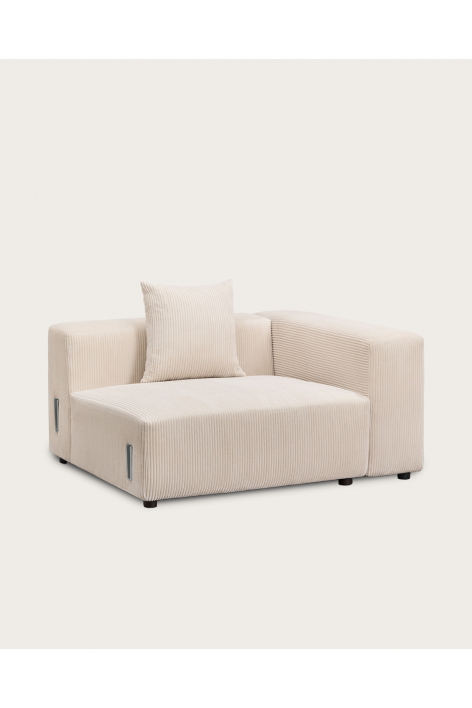 Rechter hoekmodule 135x113 cm met hoge armleuning en kussen voor modulaire bank Bruna