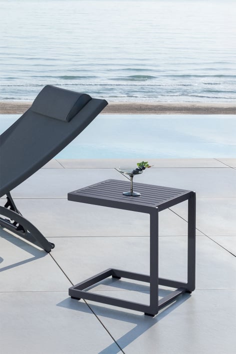 Vierkante bijzettafel voor tuin 40x40 cm in aluminium Dulem - Grijs – Grafiet