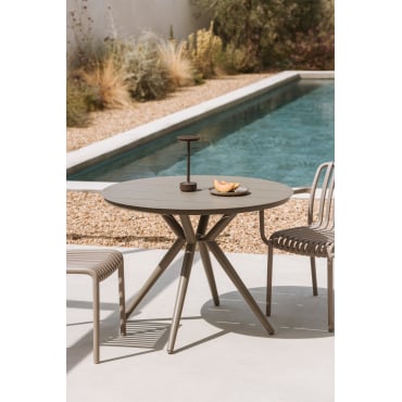 Valerie Ronde Aluminium Tuintafel Moka Bruin & Ø100 Cm - Sklum