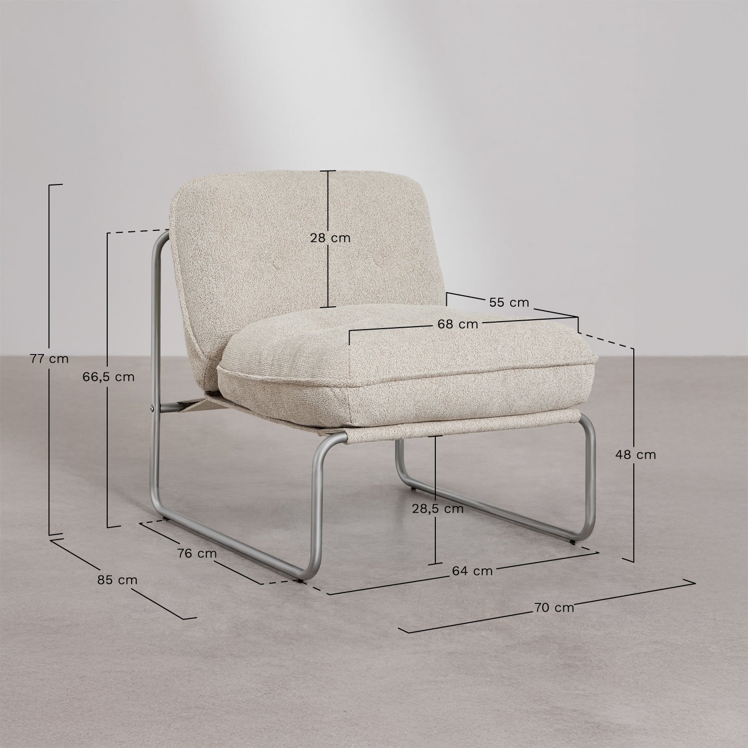 Set van 2 Matilda fauteuils in boucléstof, AFMETINGEN