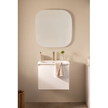 Macrae Houten Badkamermeubelset Met Geïntegreerde Wastafel Wit & Vierkant Led En Anticondens 75x75 Cm Riben & Goud ↑20 - Sklum