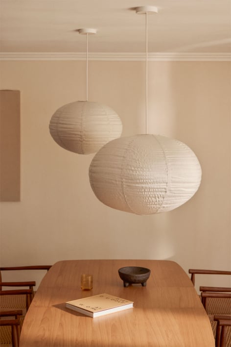 Set van 2 hanglampen van linnen Elijah