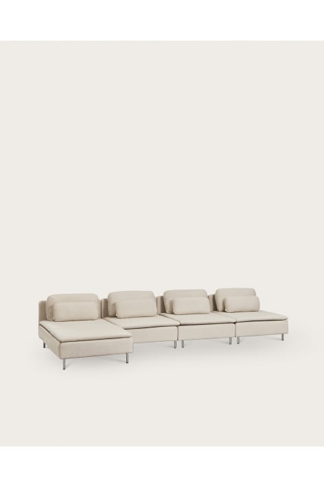 Oriol 4-delige modulaire chaise longue-bank met linkerzijde