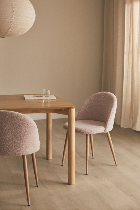 Kana Deluxe eetkamerstoel in bouclé stof - Bouclé Roze