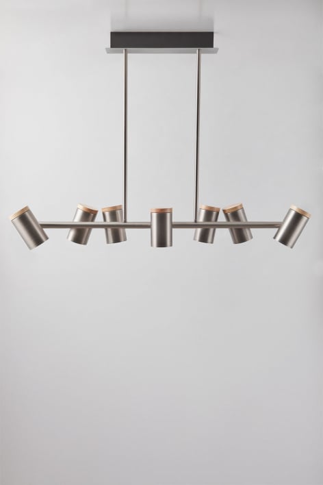 Draaibare plafondlamp met 7 lichtpunten in Amaranto-ijzer