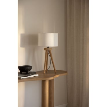 Mangohouten Tafellamp Simona Mangohout & Gebroken Wit Ø30 Cm - ↑25 Cm Arlina - Sklum