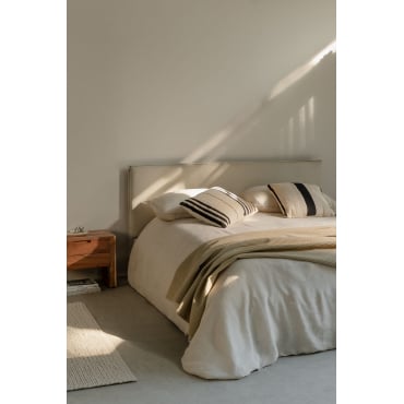 Bed Met Opbergruimte En Gestoffeerd Hoofdeinde Lorea Gebroken Wit Chenille & 180 X 200 Cm - Sklum