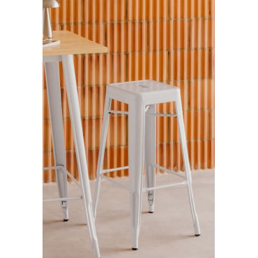 Stapelbare Hoge Kruk Van Staal Lix Wit & ↑75 Cm - Sklum