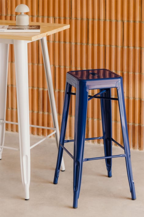 Hoge kruk 75 cm van marineblauw staal Lix