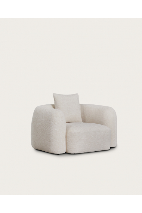 Fauteuil van dikke chenille in wit Coco