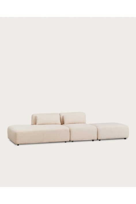 2-delige modulaire bank met links chaise longue en Fogler poef
