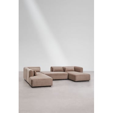 Fogler 4-delige Modulaire Chaise Longuebank Met Dubbele Chaise Longue Rechts Corduroy Kameelbruin - Sklum