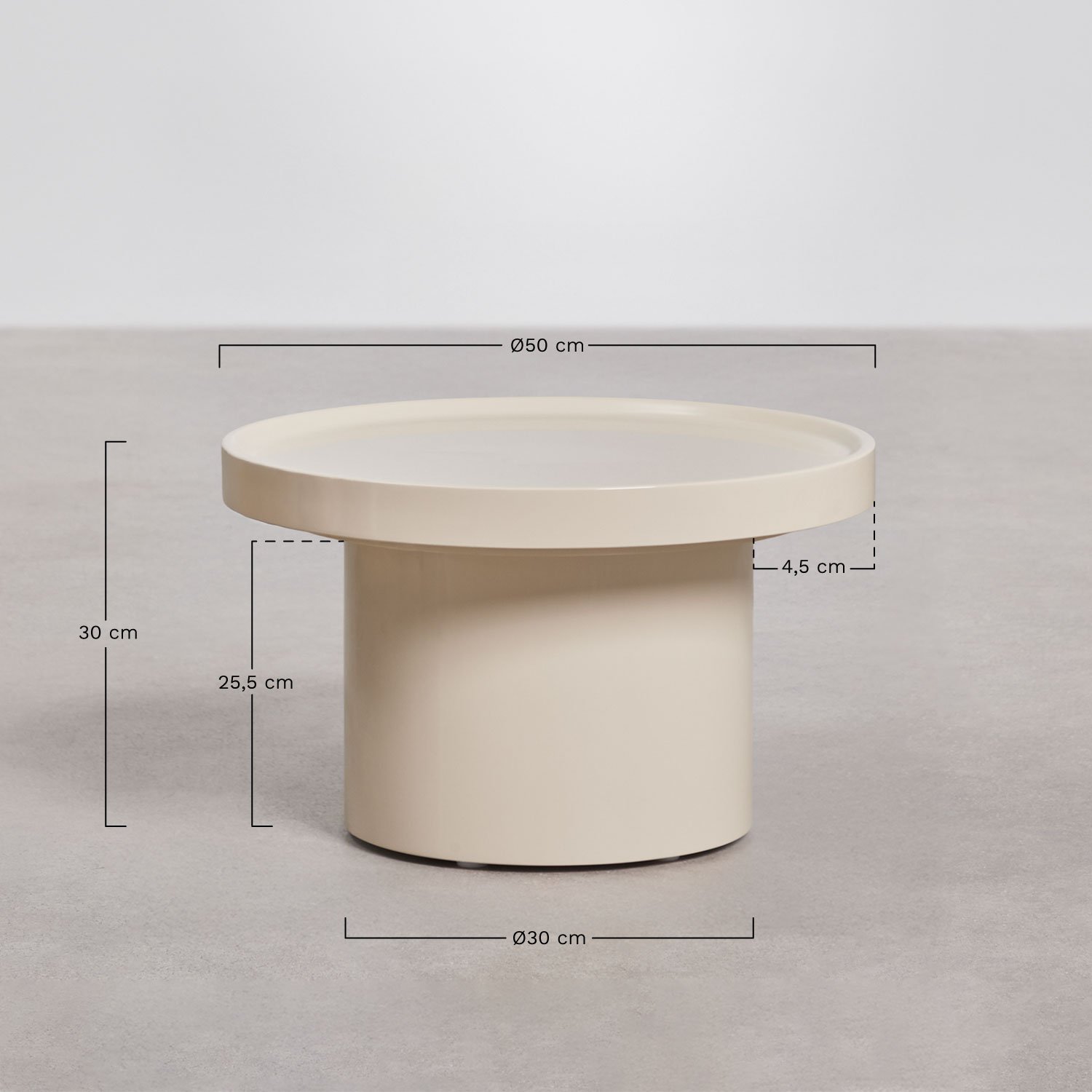 Ronde bijzettafel Ø50 cm in MDF Amile, AFMETINGEN