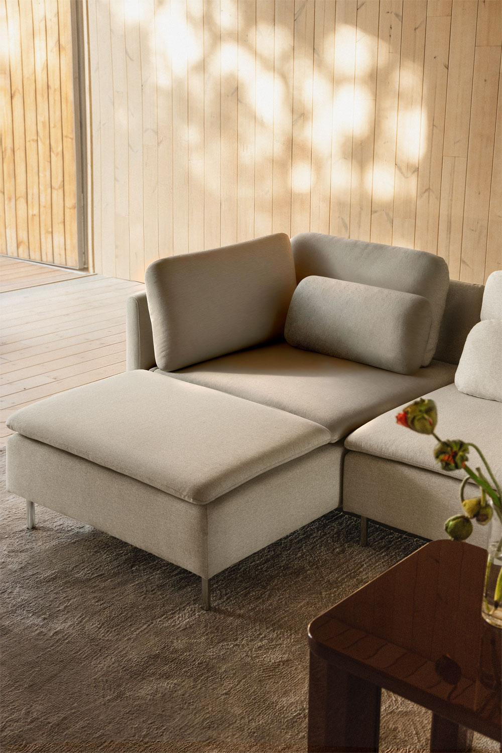 SOFASKINS® Super elastische chaise longue-overtrek, rechte lange armleuning, bankovertrek, ademend, comfortabel en duurzaam, compatibele afmetingen van de bank (210-340 cm), kleur: bruin