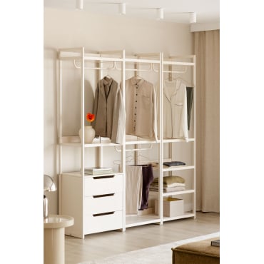 Velunis 3-delige Open Modulaire Ijzeren Kledingkast Gardenia Wit - Sklum