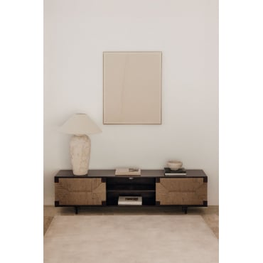 Evans Tv-meubel 200x40 Cm In Mangohout En Jute Donker Hout - Sklum