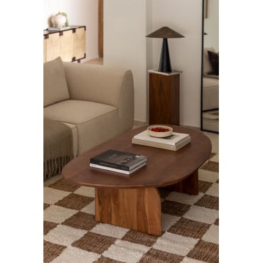 Bedum Acaciahouten Salontafel (135x80 Cm) Ash Brown - Sklum
