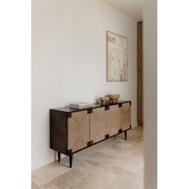 Evans Dressoir Van Mangohout En Jute Donker Hout - Sklum
