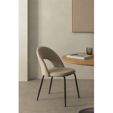 Geëloerde Eetkamerstoel Glorys Zwart & Stof Beige & Tela - Sklum