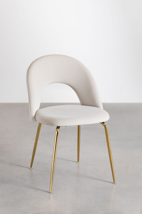 Set van 2 gestoffeerde eetkamerstoelen Glorys - Fluwelen Beige – crème