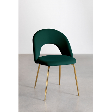 Set Van 2 Gestoffeerde Eetkamerstoelen Glorys Goud & Fluwelen Jungle Groen & Fluwelen - Sklum