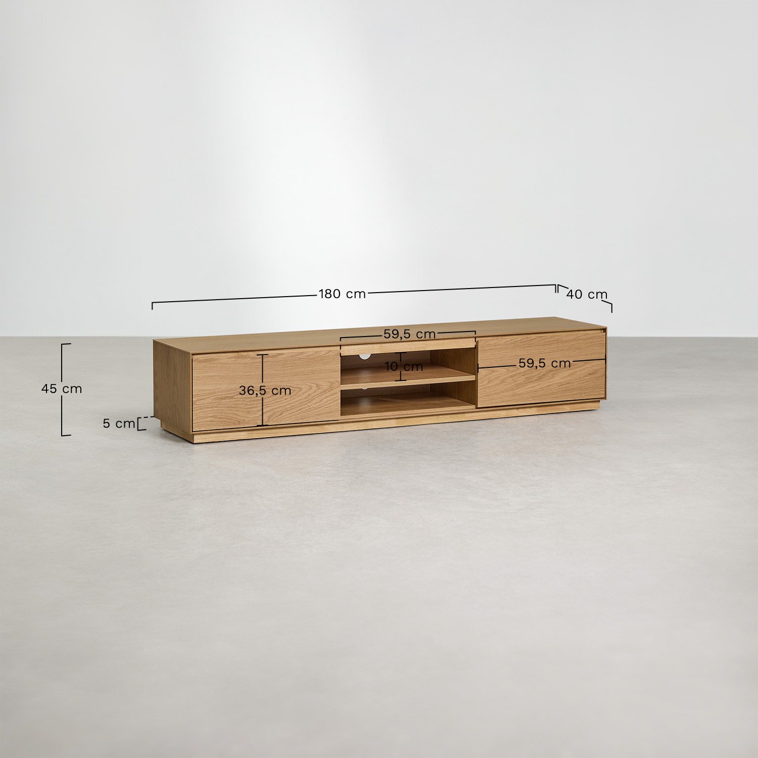 TV-meubel 180x45 cm in MDF Burundi, AFMETINGEN