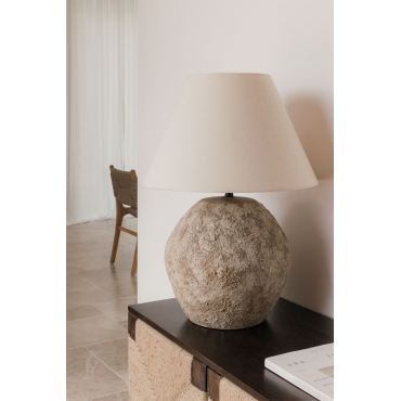 Rilatos Tafellamp Van Keramiek En Linnen Bruin – Zand & ↑60 Cm - Sklum