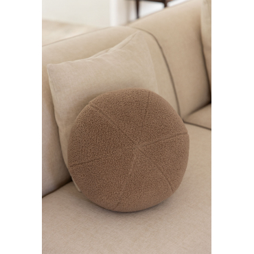 Ronde Kussen Ø25 Cm In Schapenvacht Ikerne Chenille Bruin - Tarwe - Sklum