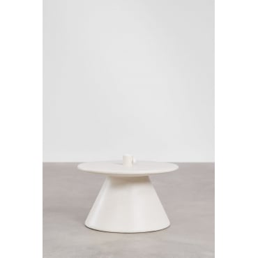 Parasolvoet Met Geïntegreerde Ronde Tafel Ø60 Cm In Darwys Cement Gebroken Wit - Sklum