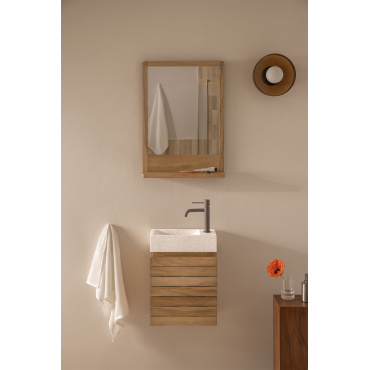 Teakhouten Badkamermeubelset Met Geïntegreerde Wastafel In Napier Cement Teakhout & Rechthoekig Hout 50x70 Cm Mazure & Bruin - Mokka - Sklum