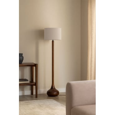 Adelaide Mangohouten Vloerlamp Donker Handvat Hout & Gebroken Wit Ø40 Cm - ↑30 Cm Arlina - Sklum