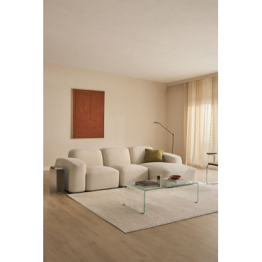 Bastian 3-delige Modulaire Chaise Longuebank Rechts Dikke Chenille Wit - Sklum