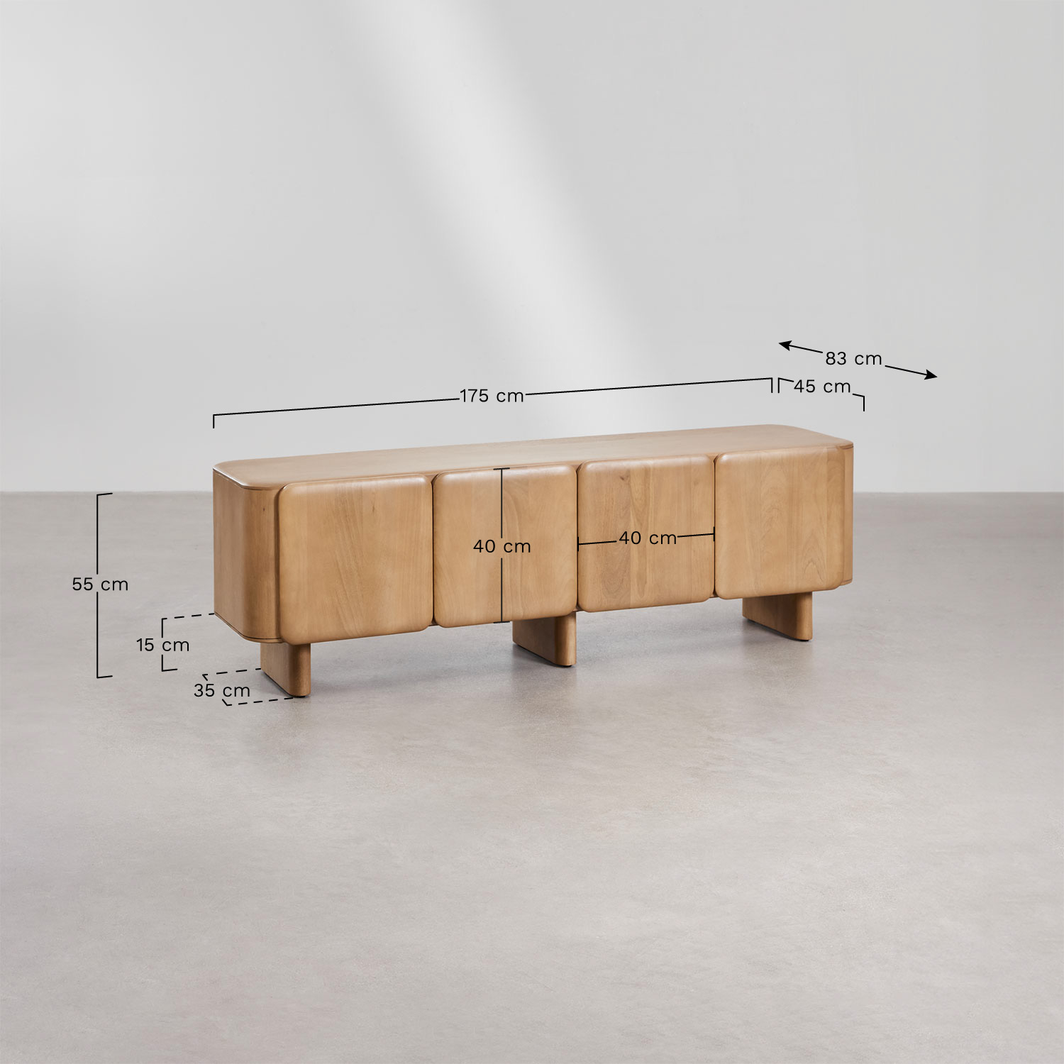 Mango houten tv-meubel Miller, AFMETINGEN