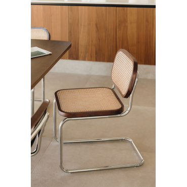 Set Van 2 Eetkamerstoelen In Rotan Tento Donker Hout & Grijs – Chroom - Sklum